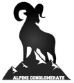 A black and white logo for alpine conglomerate