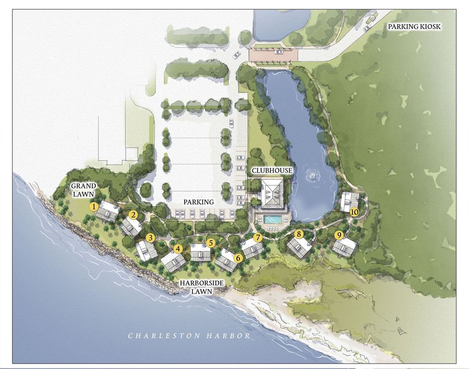 Property Map, showing placement of each Cottage, Pool, Lagoon and more