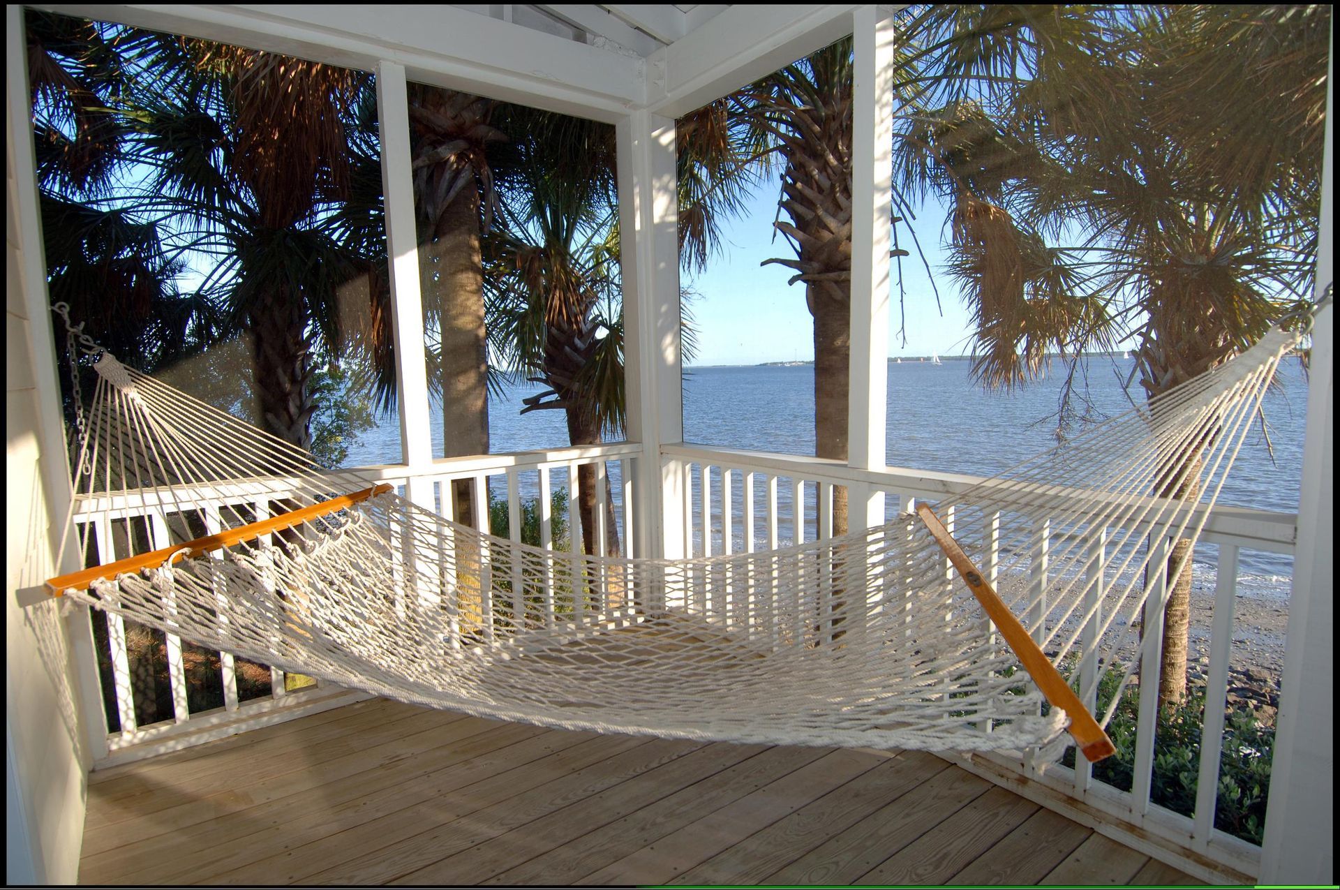 Pawley style hammock on each screened in porch