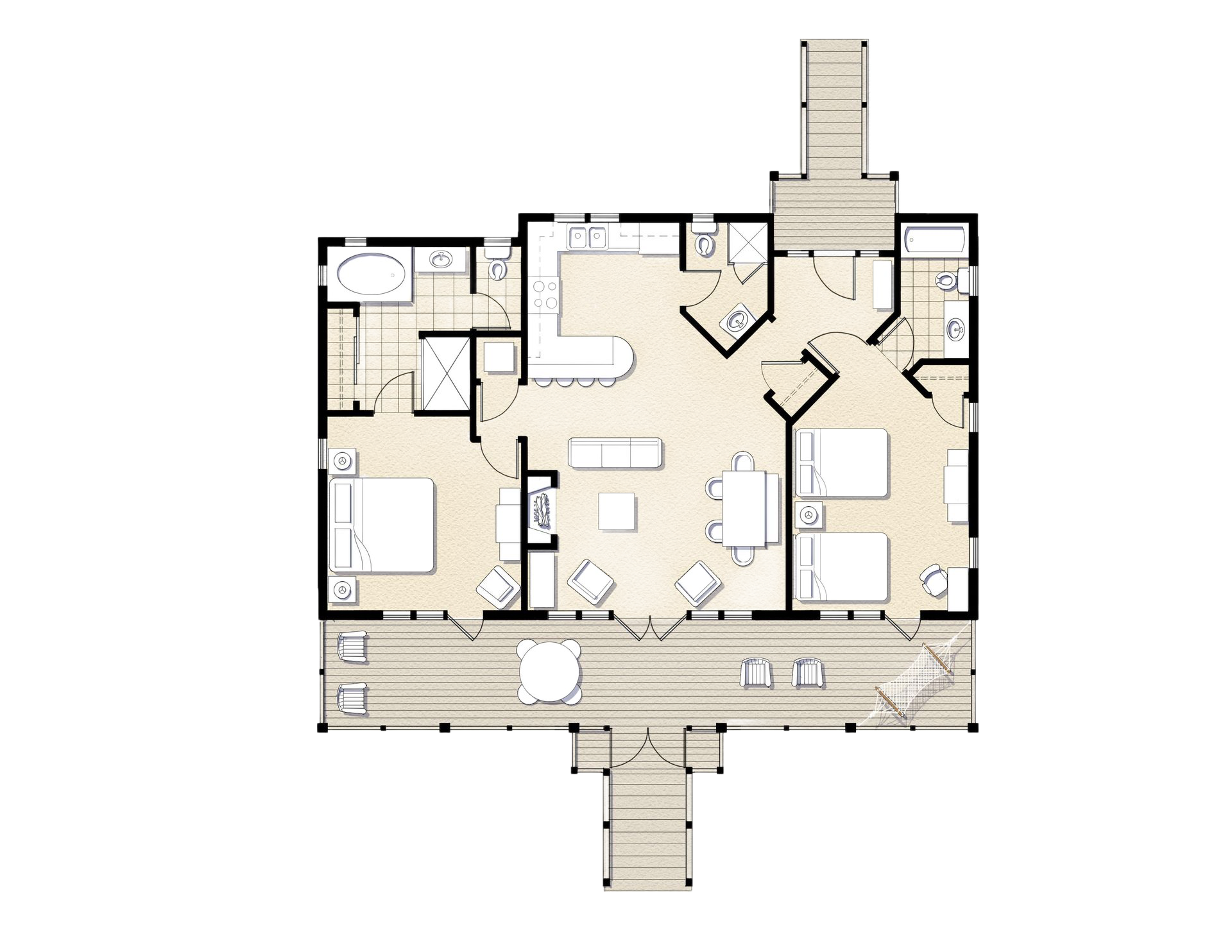 Property Map, showing placement of each Cottage, Pool, Lagoon and more