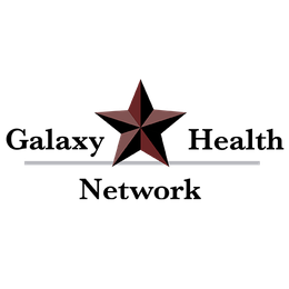 Logo for Galaxy Health Network: text and a star graphic. A dark red star sits above the words