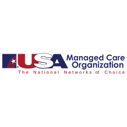 Logo for USA Managed Care Organization. Blue