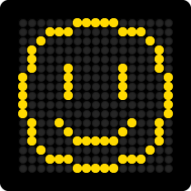 changing matrix board with pictograms of smiley and envelope