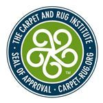 Green and white seal logo for The Carpet and Rug Institute, Seal of Approval