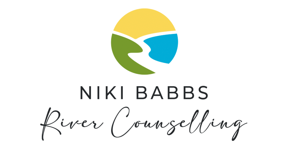 Niki Babbs River Counselling logo with yellow, green and blue abstract circle icon