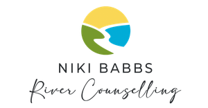Niki Babbs River Counselling logo with yellow, green and blue abstract circle icon