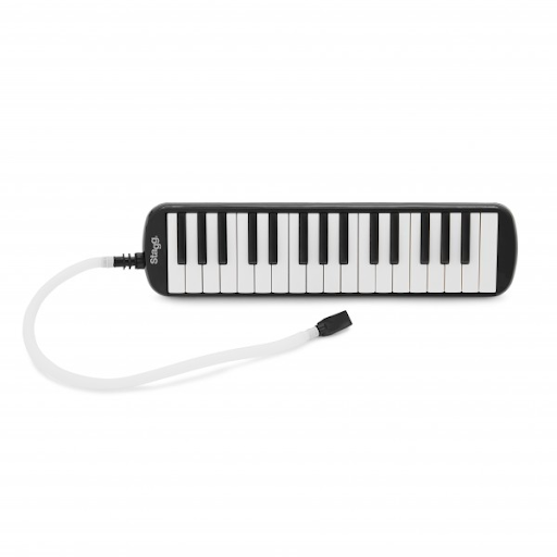 It looks like a piano keyboard with a hose attached to it.