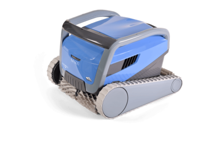 A Robotic Cleaner Is Sitting On The Edge Of A Swimming Pool — Pool Builder in Moore Creek, NSW