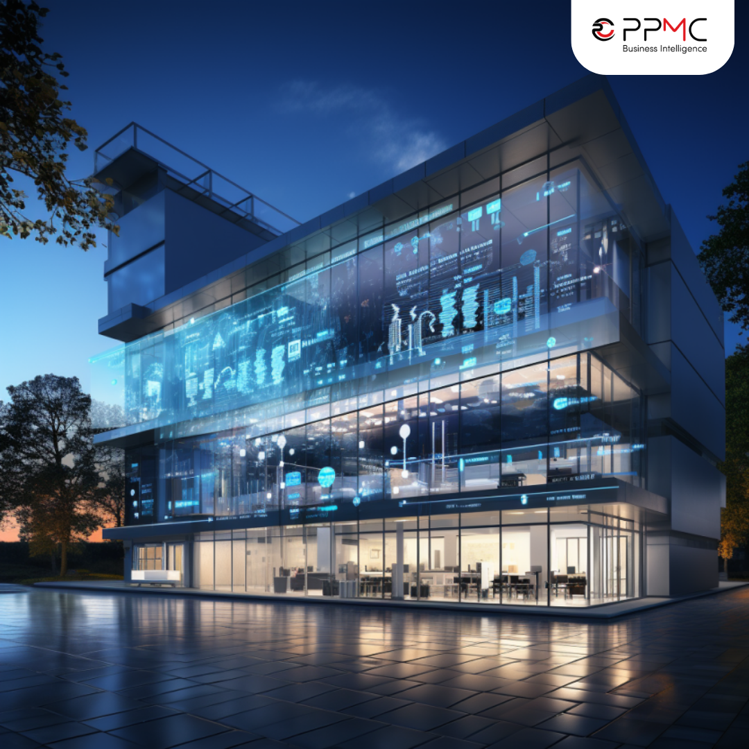 Firmengebäude präsentiert die Welt von Business Intelligence
