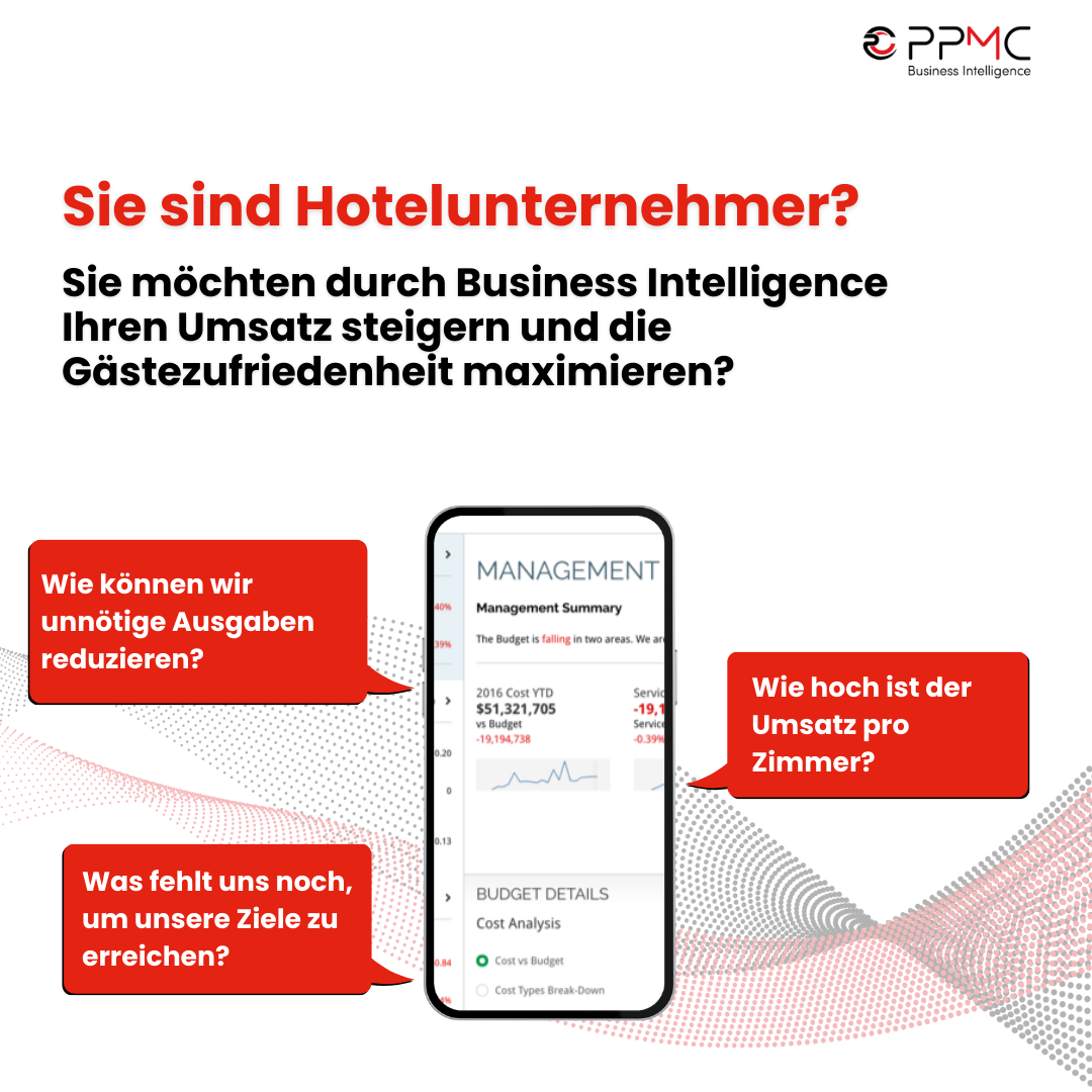Smartphone mit Dashboard - ppmc erstellt Datenanalysen für Hotelunternehmen