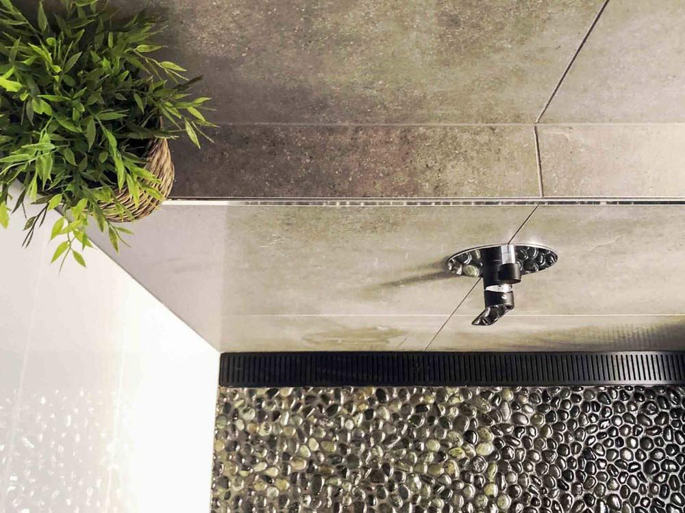 A Potted Plant Is Sitting Next To A Shower Head In A Bathroom — Nyblad Construction in Caloundra West, QLD