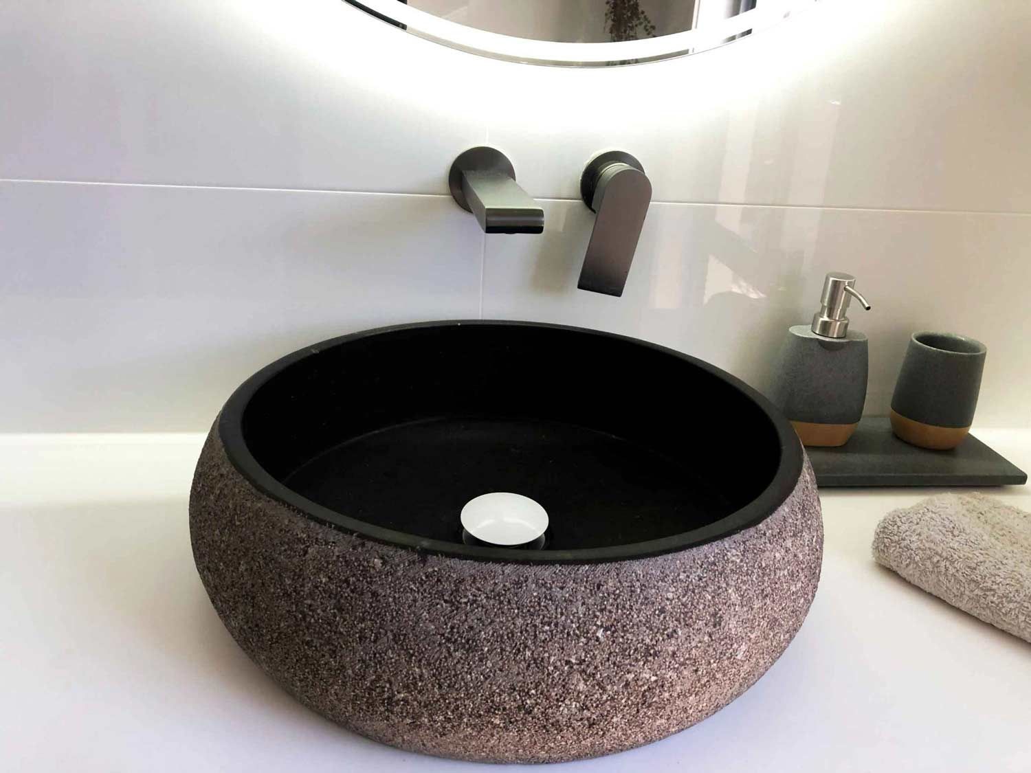 Beautiful Stone Sink In The Bathroom — Nyblad Construction in Caloundra West, QLD