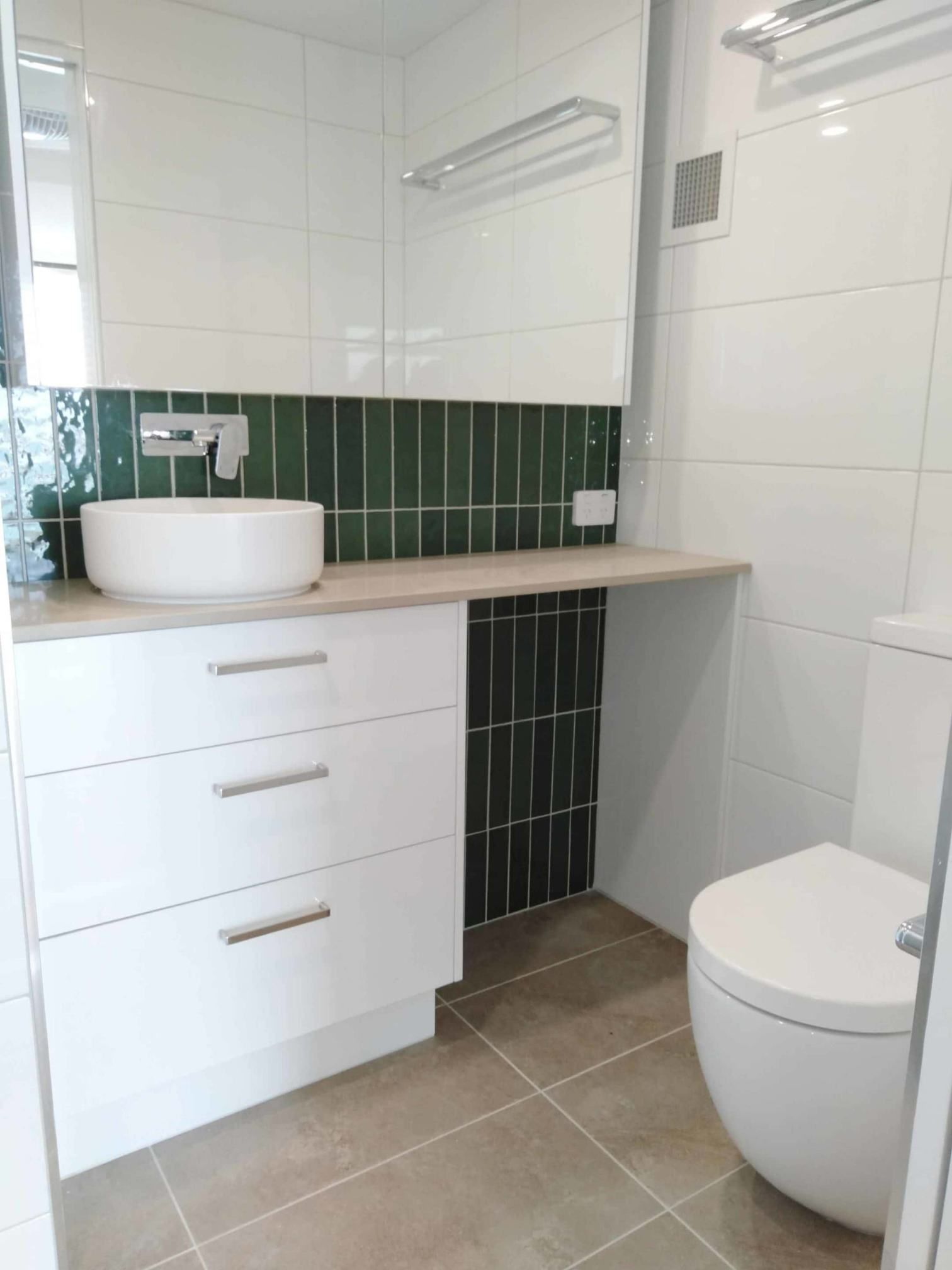 Elegant Vanity With Large Mirror, And Sleek Fixtures — Nyblad Construction in Caloundra West, QLD
