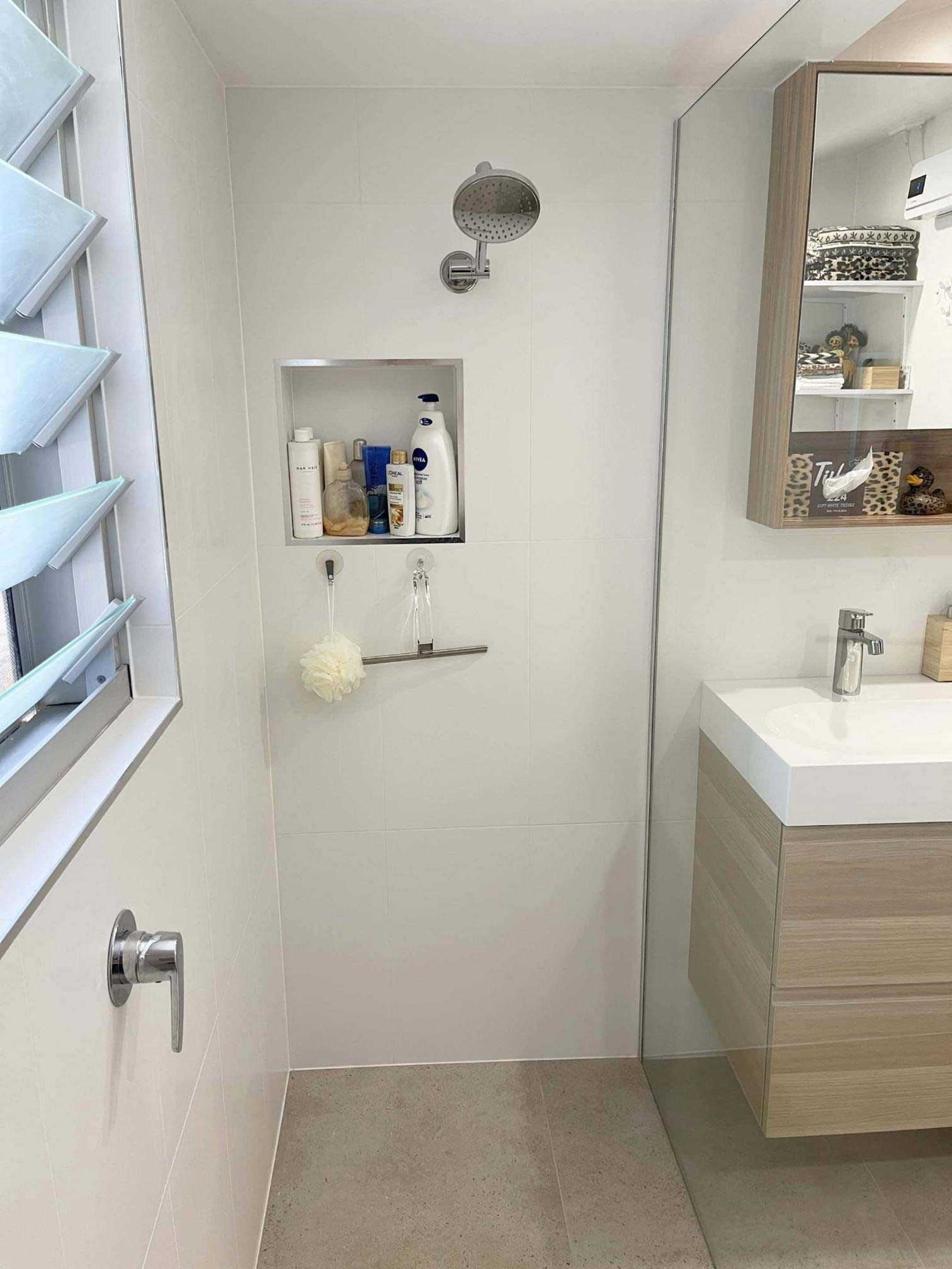 Shower Area With Glass Divider In The Bathroom — Nyblad Construction in Caloundra West, QLD