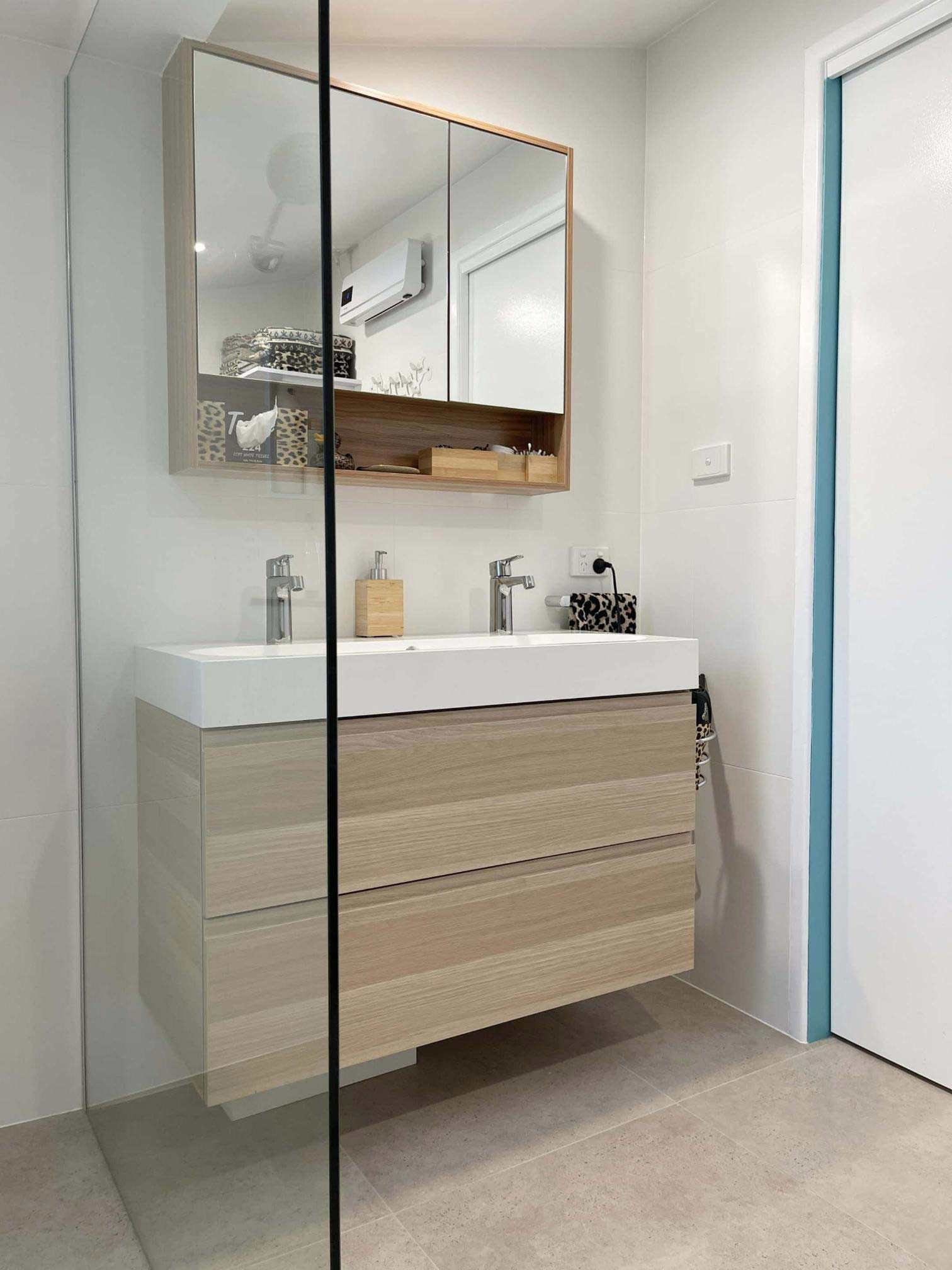 A Bathroom Shower Screen And Mirror — Nyblad Construction in Caloundra West, QLD