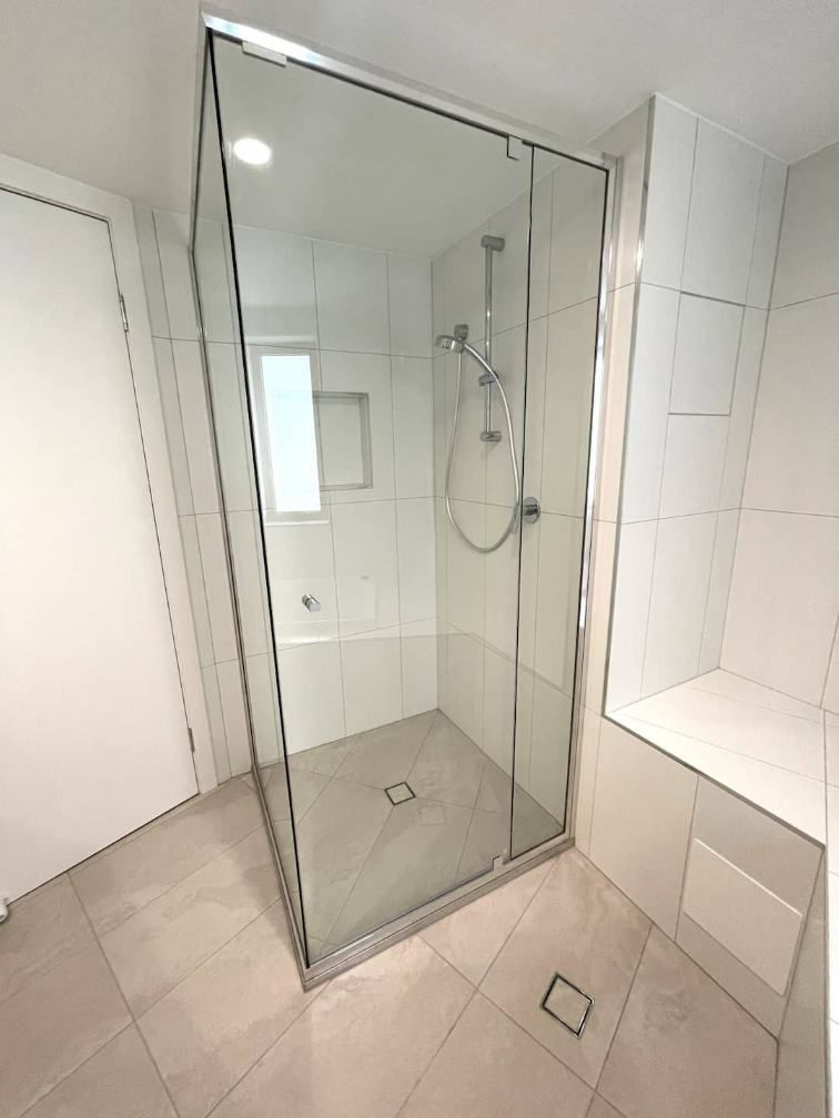 Bathroom Shower Glass Screen — Nyblad Construction in Caloundra West, QLD