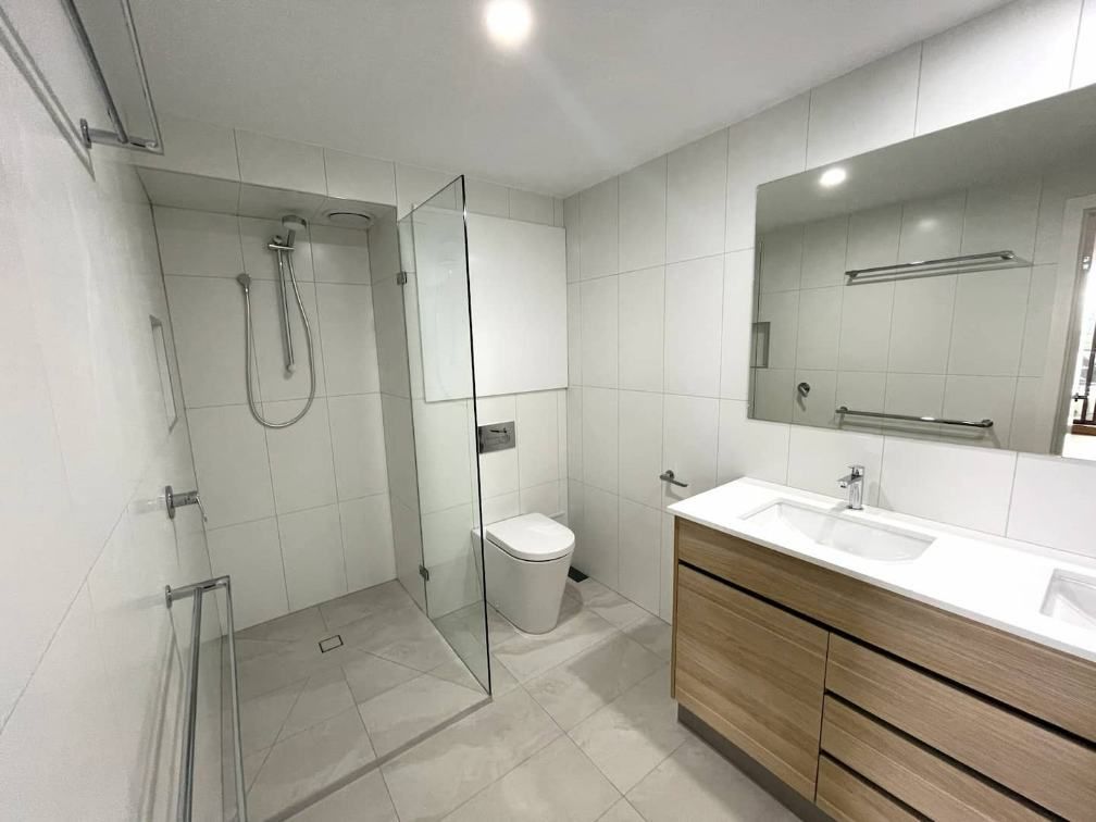 Bathroom With Shower Glass Renovation — Nyblad Construction in Caloundra West, QLD