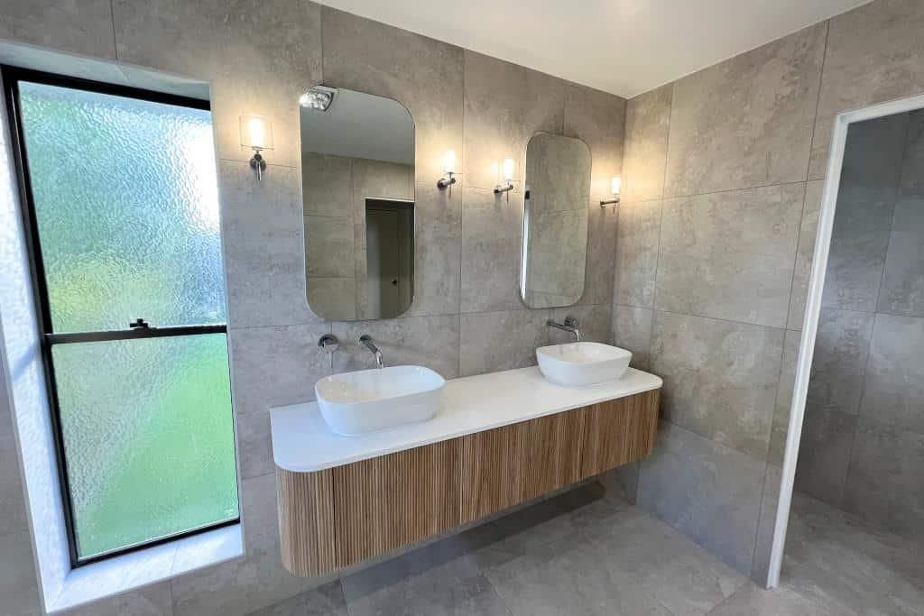 Bathroom With Two Sinks — Nyblad Construction in Caloundra West, QLD