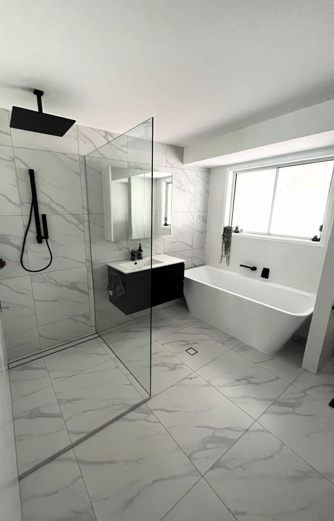 Bathroom With a Walk in Shower — Nyblad Construction in Caloundra West, QLD