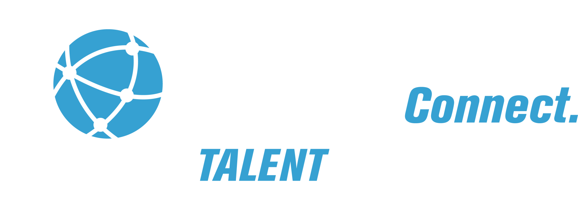 Blue globe logo with the words “TALENT” and “Connect.” on a white background