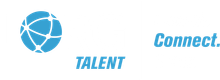 Blue globe logo with the words “TALENT” and “Connect.” on a white background