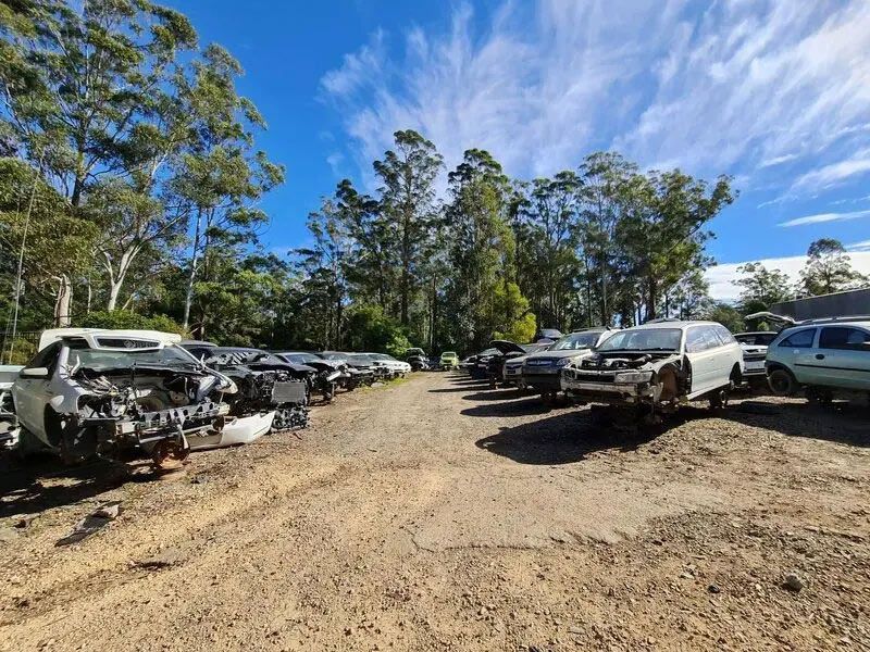 A Lot Of Cars Are Parked In A Lot With Trees In The Background — Bago Auto Dismantlers in Wauchope, NSW