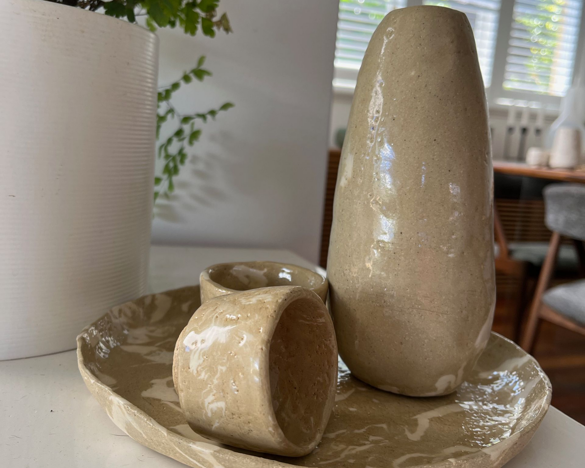 Sake Set 5 - Handcarved (tray not included)