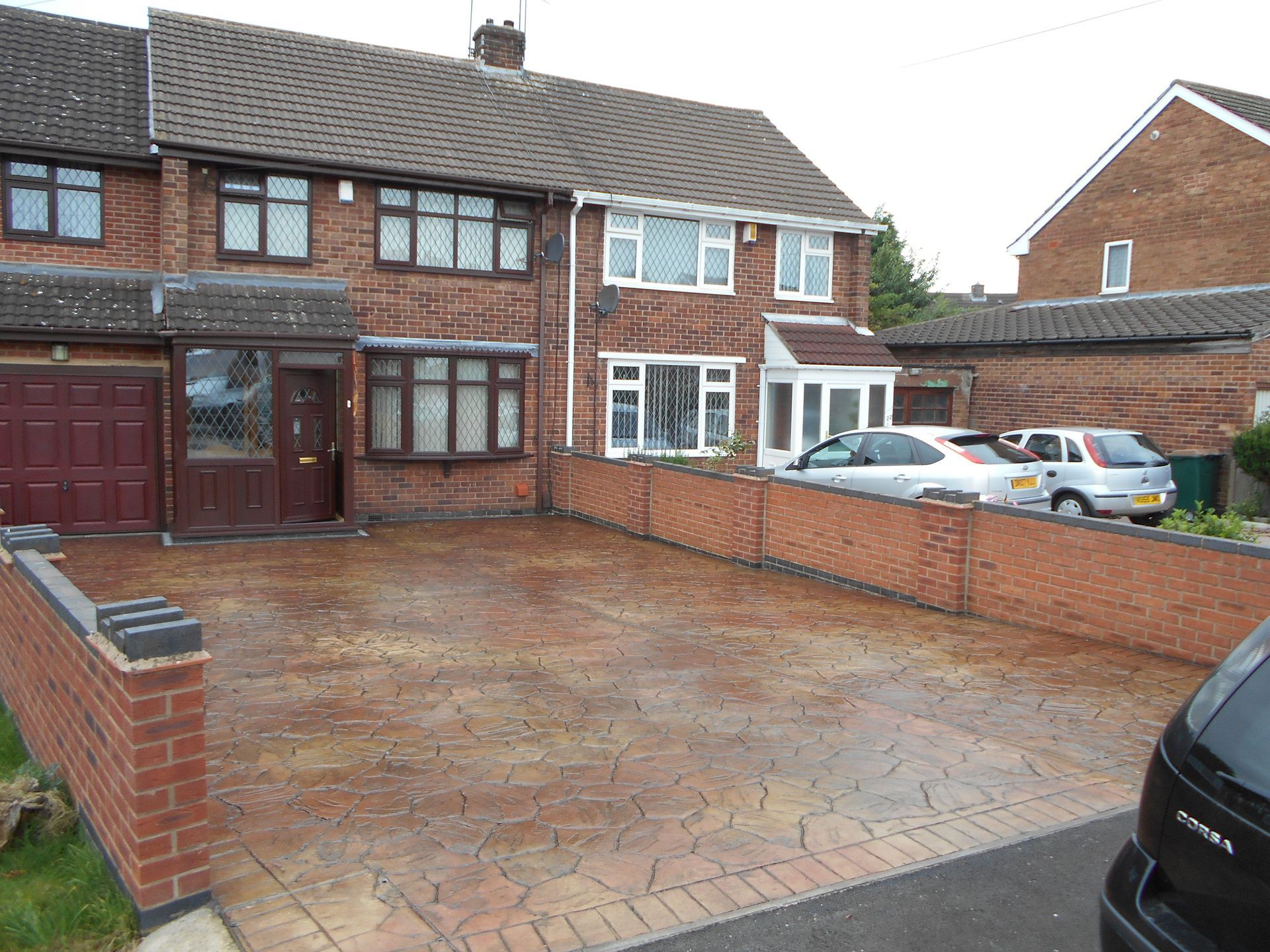 Pattern Imprinted Concrete Driveway multi colour in Random Stone Pattern A1 Creative Driveways Coventry