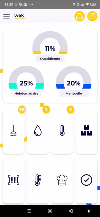 Une capture d'écran d'une application de contrôle à distance sur un téléphone portable.
