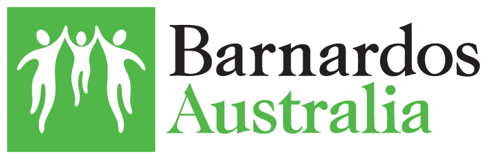 A green and white logo for barnardo 's australia