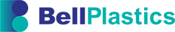 BellPlastics logo featuring a stylized 'B' icon in overlapping dark blue and teal circles next to the company name.