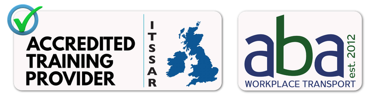 Two logos for accredited training provider and aba workplace transport