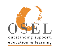 OSEL logo with orange brushstroke and gray text reading “Outstanding Support, Education & Learning”
