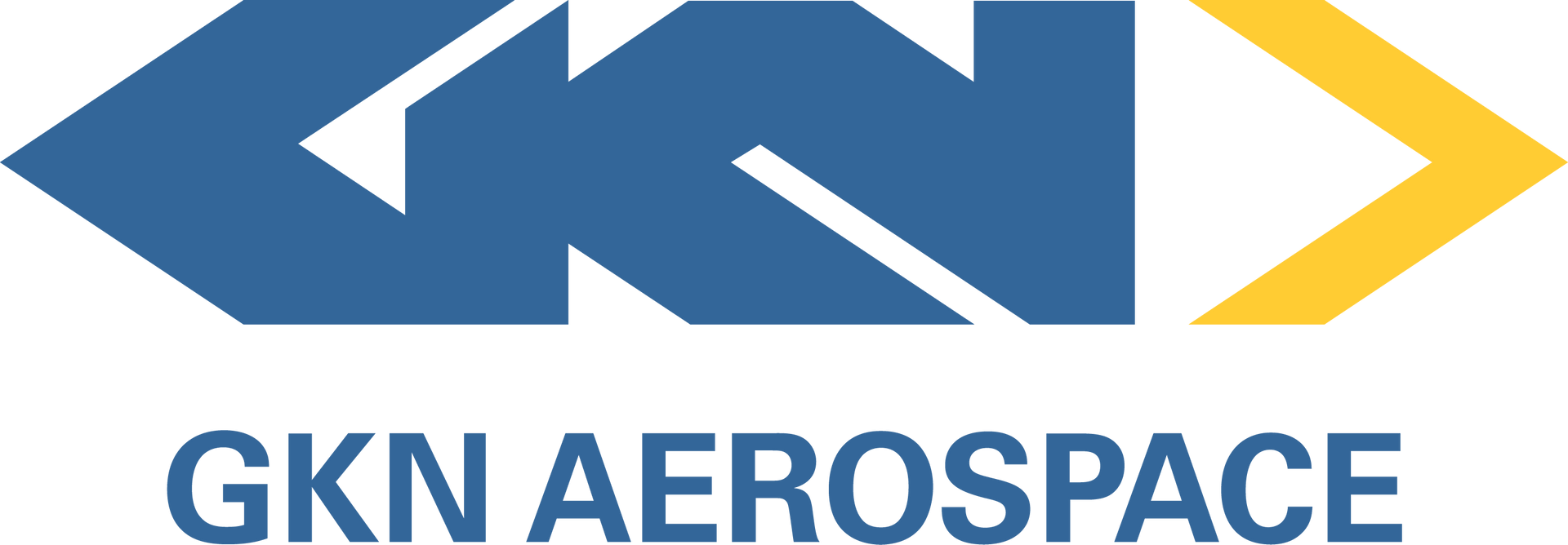 The blue and yellow GKN Aerospace logo consisting of a stylized
