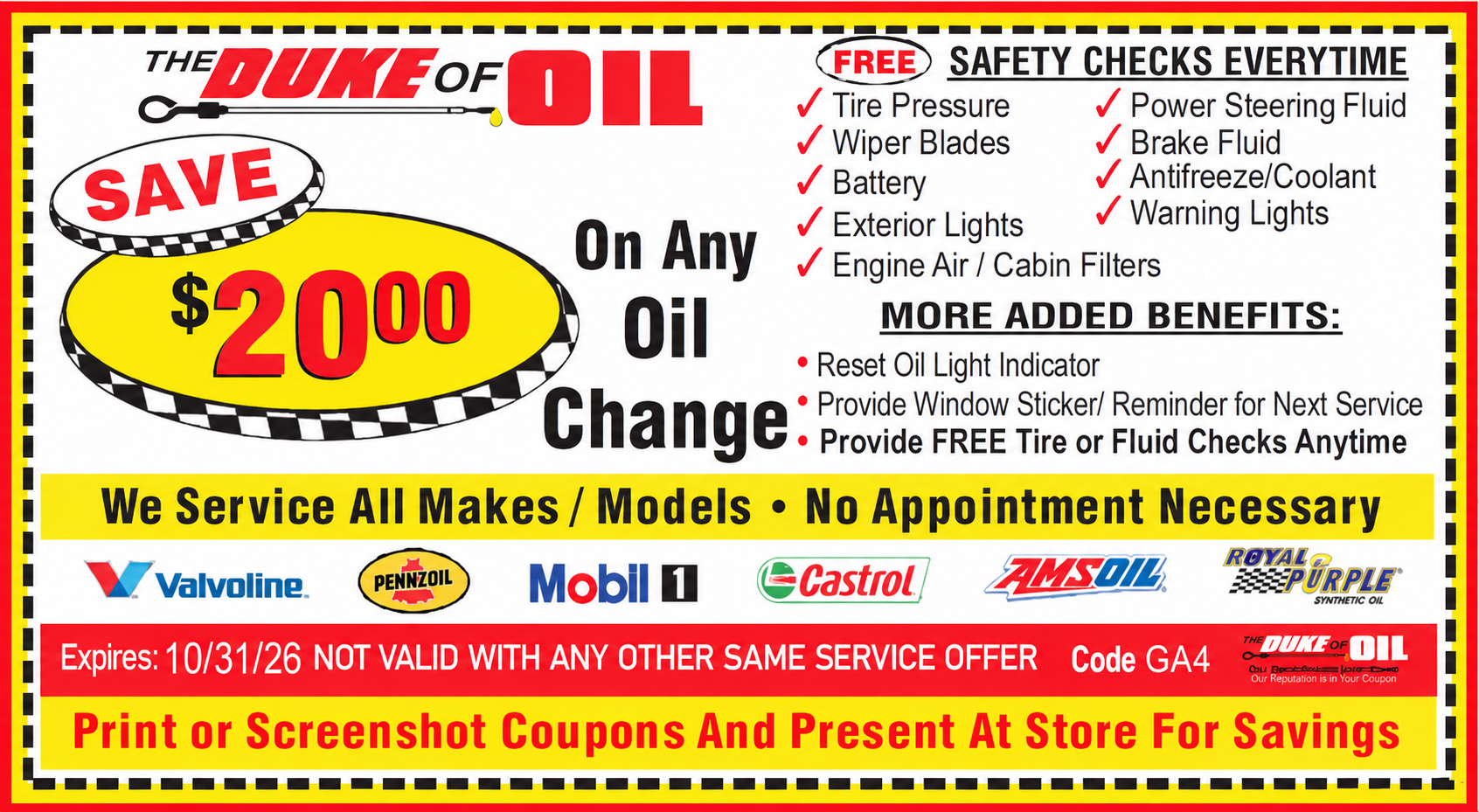 munster oil change coupons near me