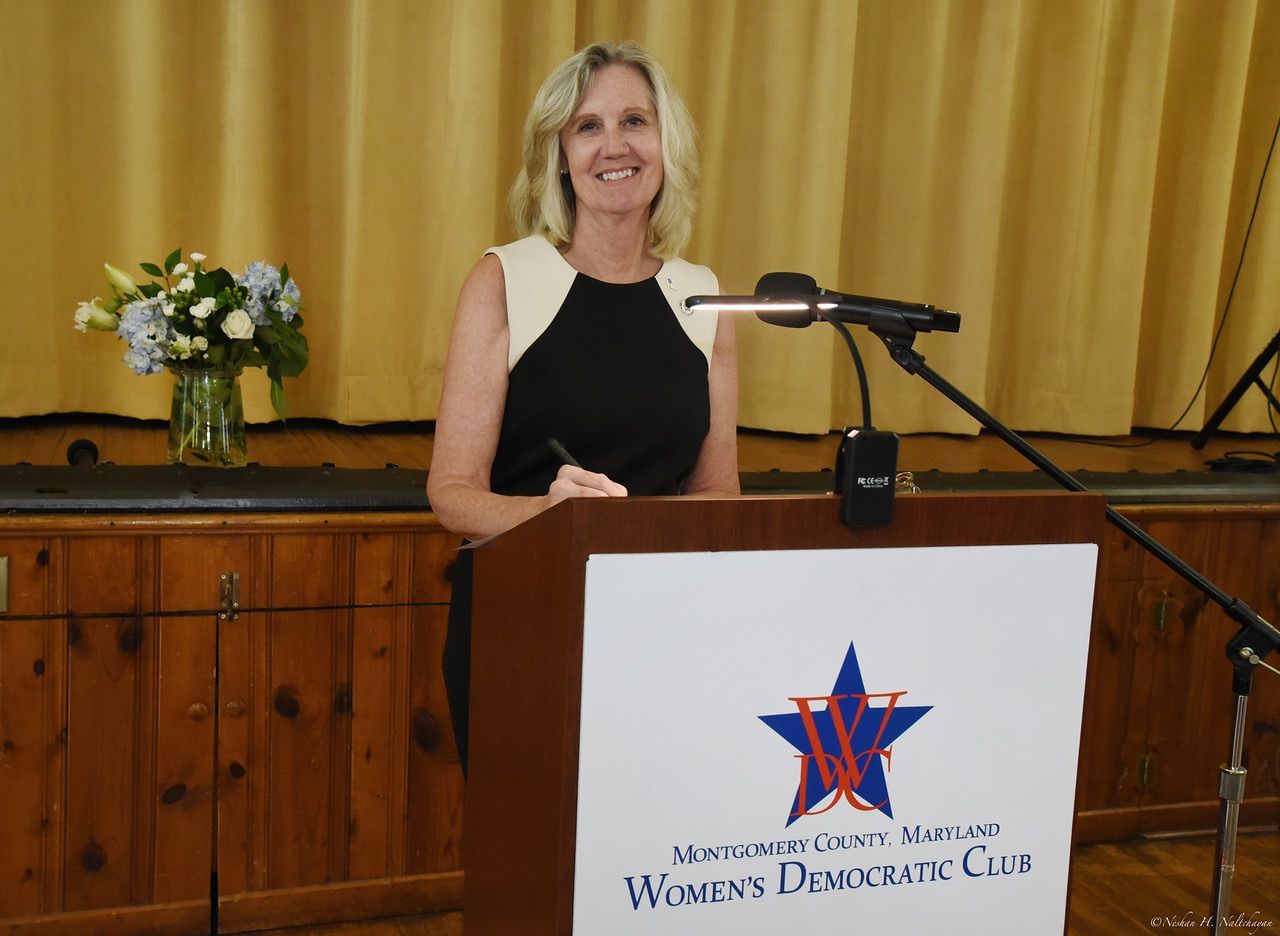 Newly elected WDC president Cynthia Rubenstein speaking at WDC annual meeting 