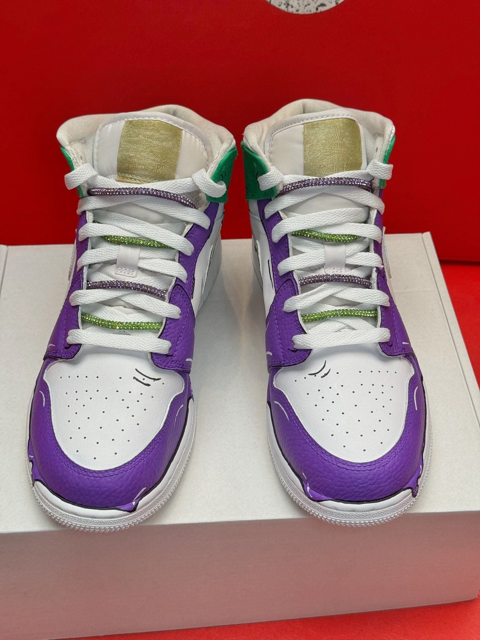 7Y 8.5W Jordan 1 Mid Custom Mardi Gras Drip