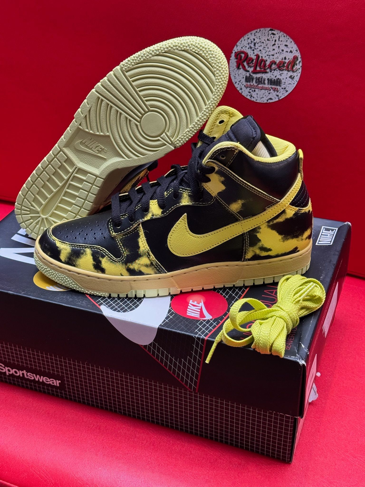 9M Nike Dunk High 1985 Yellow Acid Wash