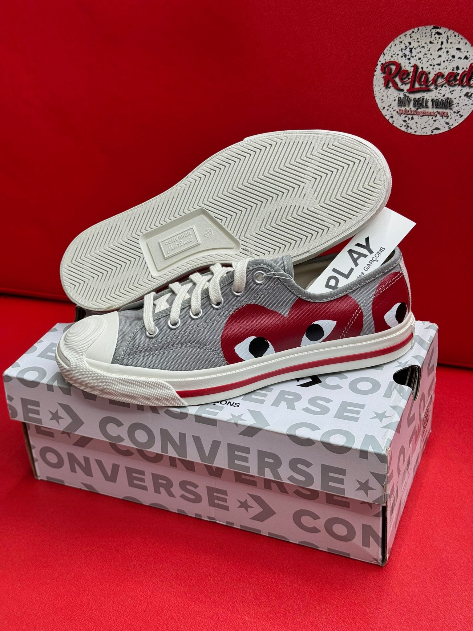 7.5W Converse Jack Purcell Comme des Garcons Play Grey Red