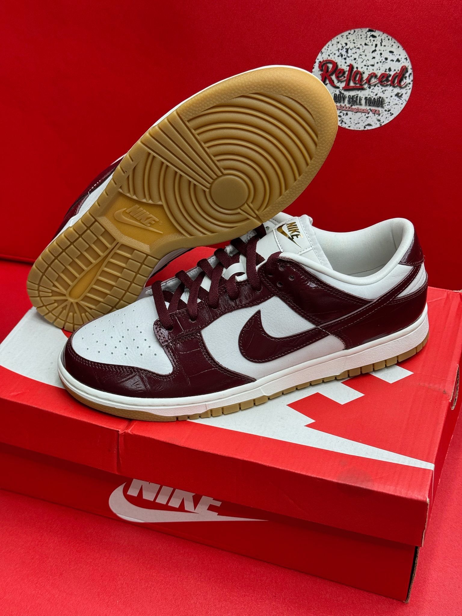 10M Nike Dunk Low LX Dark Team Red Croc Womens