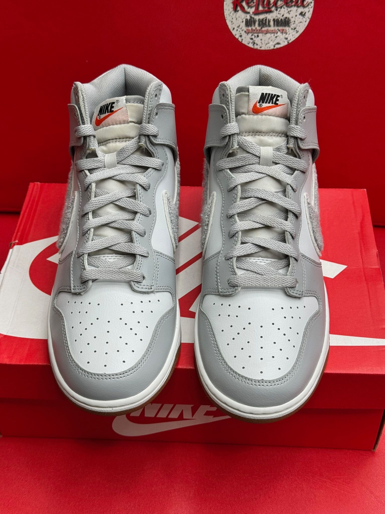 11.5M Nike Dunk High Unu Chenille Swoosh LT Smoke Grey