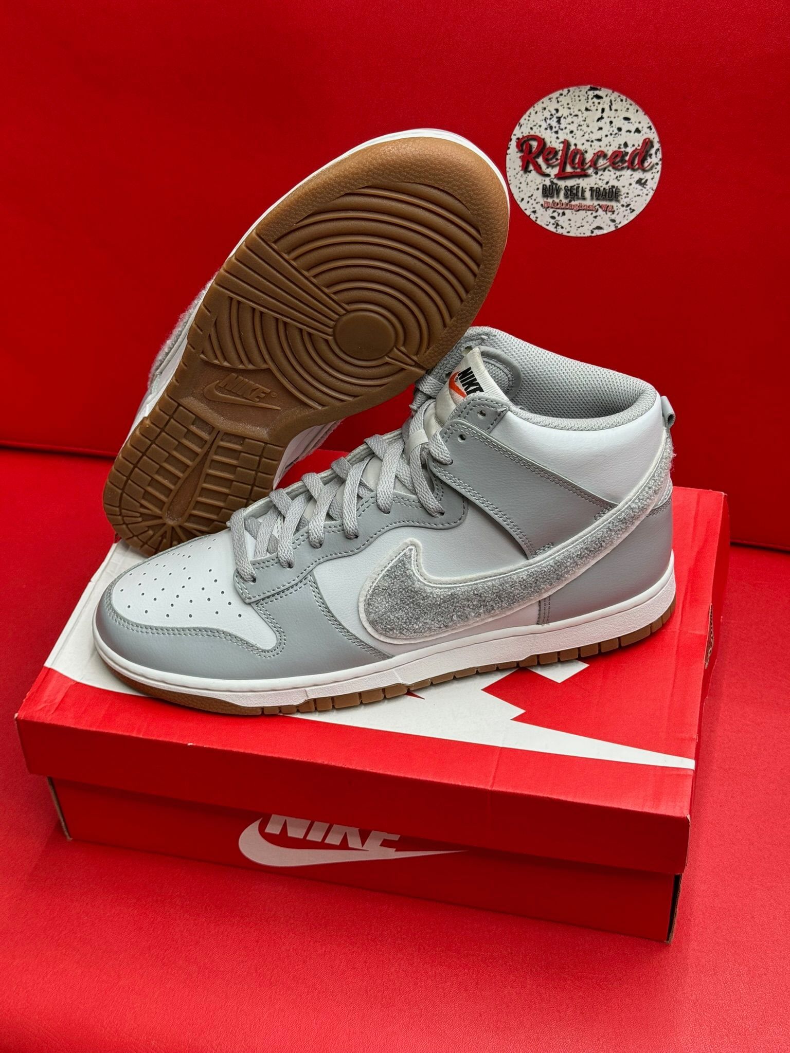 11.5M Nike Dunk High Unu Chenille Swoosh LT Smoke Grey