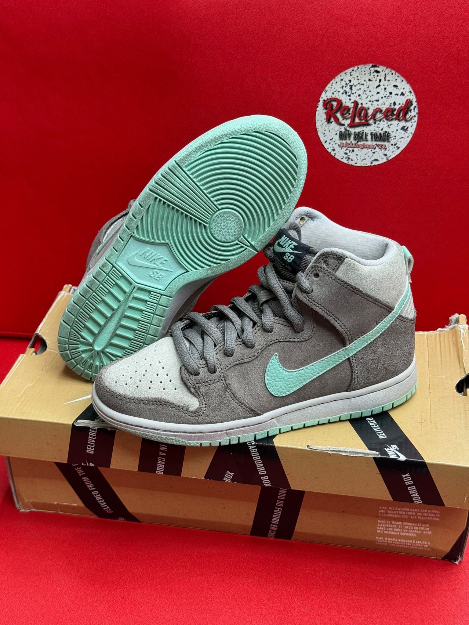 4.5M Nike SB Dunk High Soft Grey Mint (it’s actually brown)