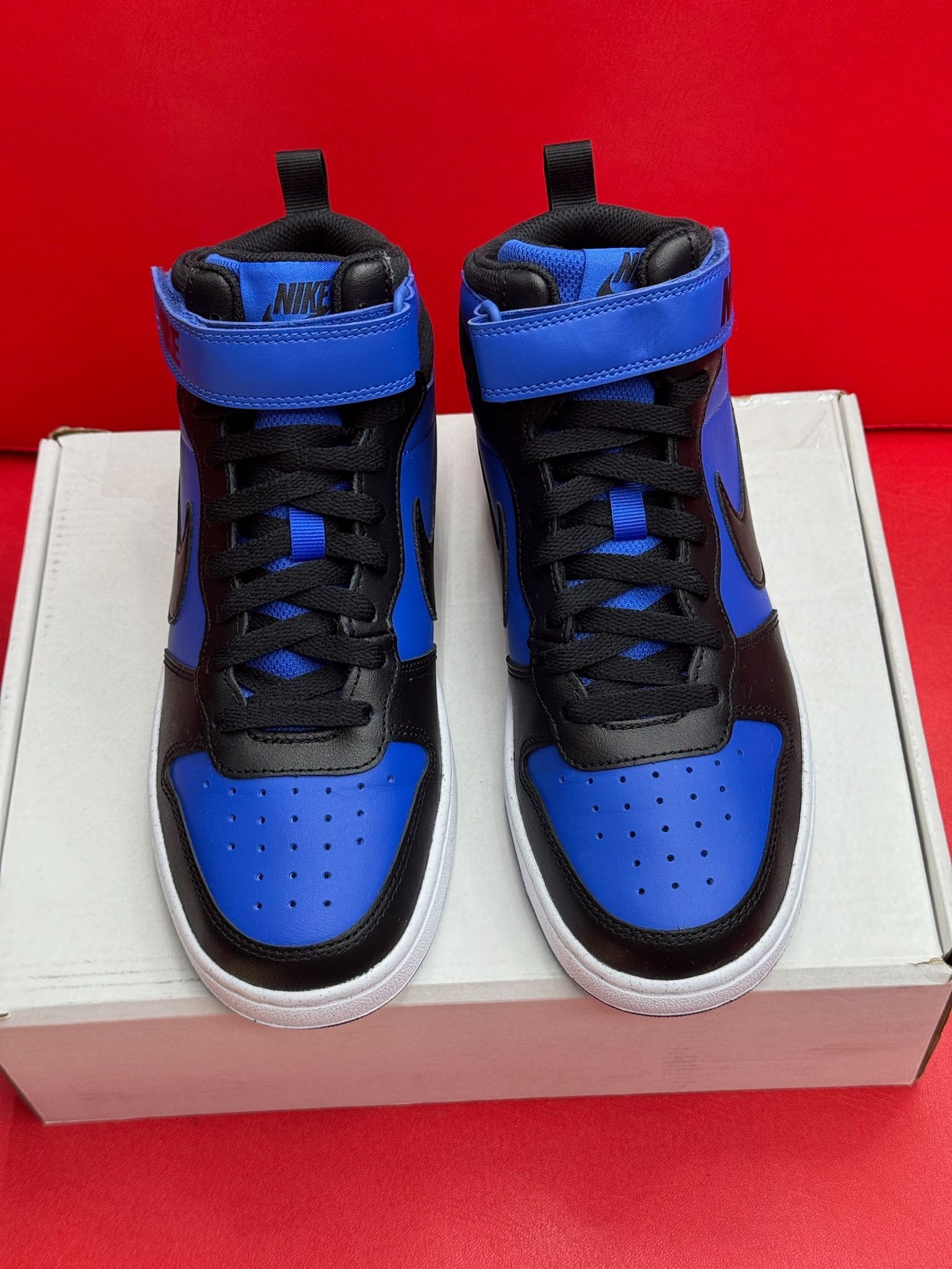 6Y 7.5W Nike Court Borough Mid 2 game royal white black (GS)