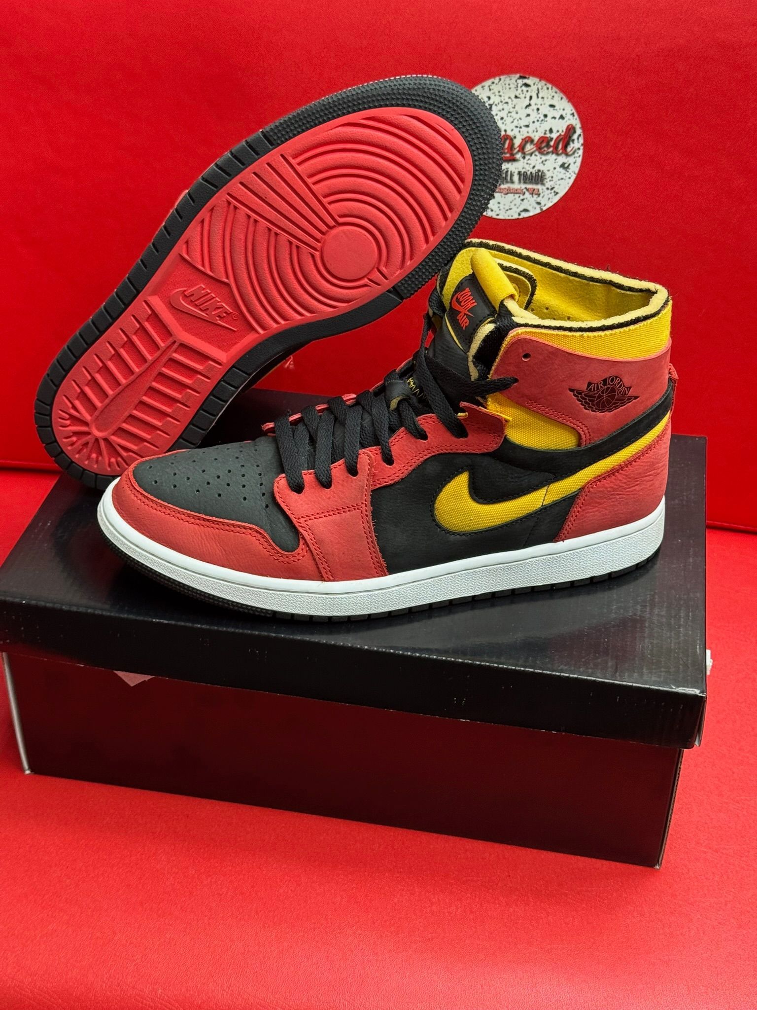 10.5M Jordan 1 High Zoom Air CMFT Black Chile Red