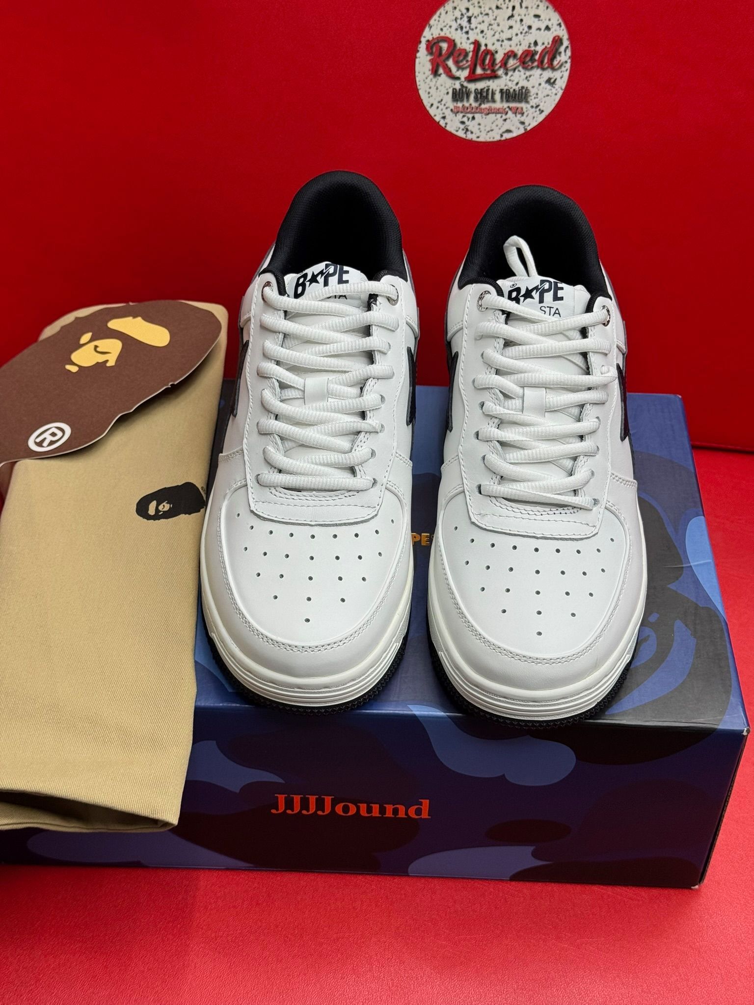9M A Bathing Ape Bape Sta JJJJound white Navy