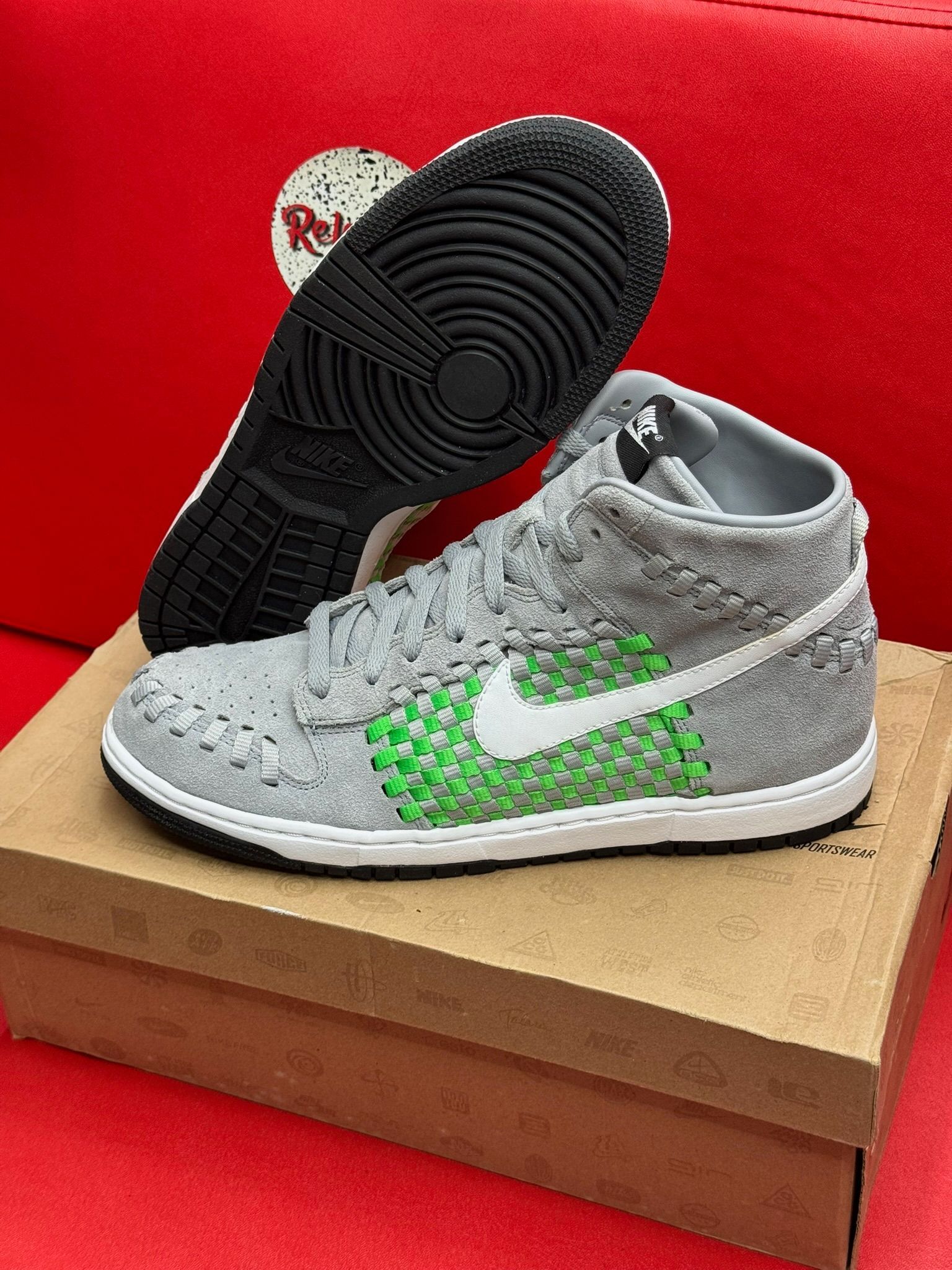 12M Nike Dunk High Woven Stadium Grey Green