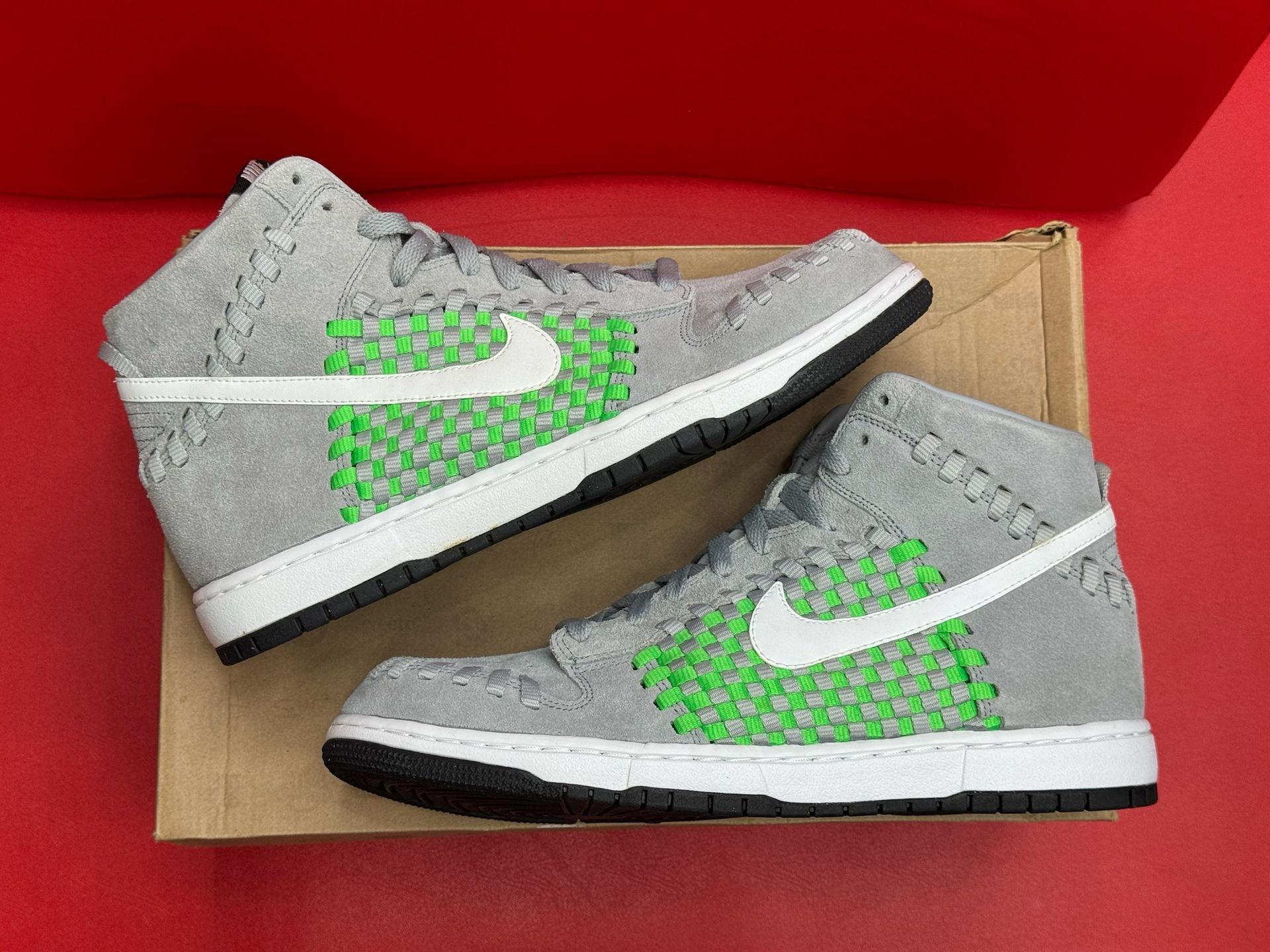 12M Nike Dunk High Woven Stadium Grey Green