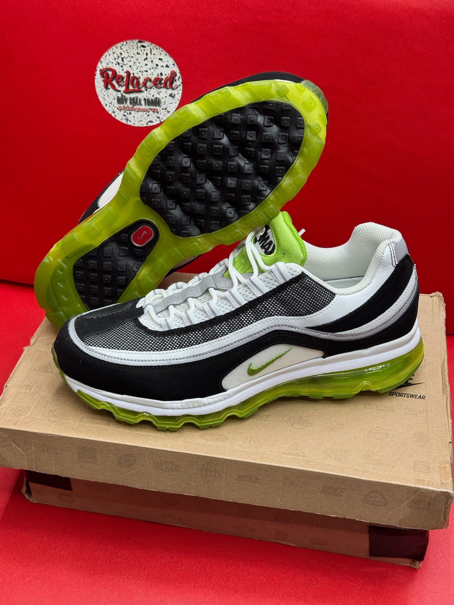 12M Nike Airmax 24-7 Blk Wht Volt Green