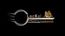 Logo for LockKal Locksmith: silver key outline, gold text, cityscape and car illustration.